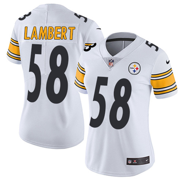 Women's Pittsburgh Steelers #58 Jack Lambert White Vapor Untouchable Limited Stitched NFL Jersey(Run Small)